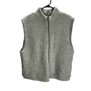Winona Sherpa Wool Vest L Gray Zip Front Fleece Lined Cozy Unisex Outdoor Style
